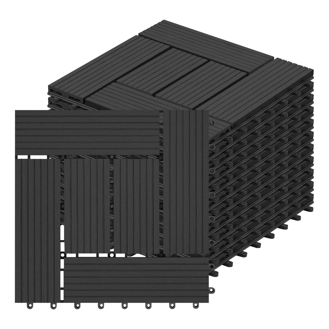Laneetal WPC Fliesen 11er Set für 1 m², Balkonfliesen 30x30 cm, Terrassenfliesen Klicksystem, Klickf