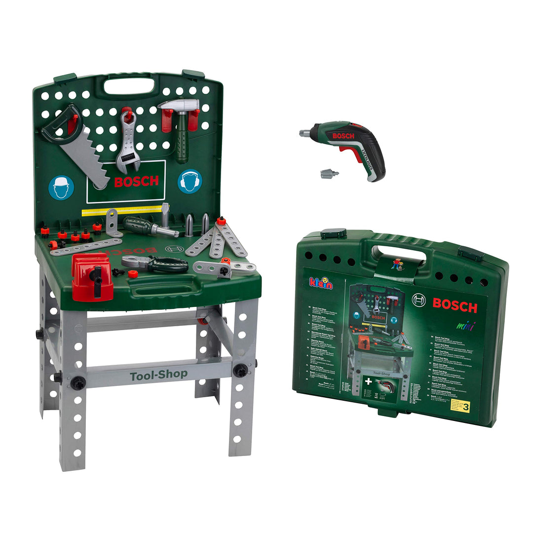 Theo Klein 8676 Bosch Tool Shop | Mit batteriebetriebenem Bosch Akkuschrauber Ixolino | Zusammenklap
