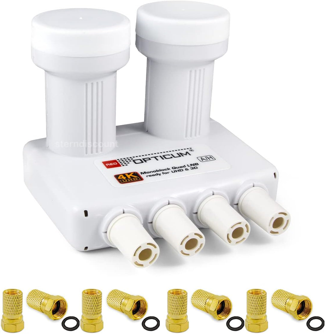Opticum Monoblock Quad LNB LMQP für 4 Teilnehmer, 2 Satelliten Astra 19.2 + Hotbird 13 Empfang - dig