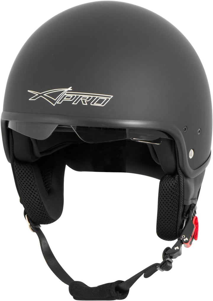 A-Pro Motorradhelm Motorrad Roller Jet Helm Innensonnenblende Viser Matt Schwarz XL 60 cm (XL) Schwa