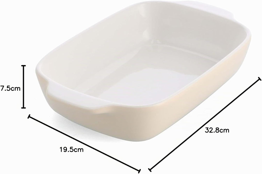 KitchenAid Stoneware Backform Rechteckig Keramik Antihaftbeschichtung mit Bambusdeckel, 26 cm/1,9L,