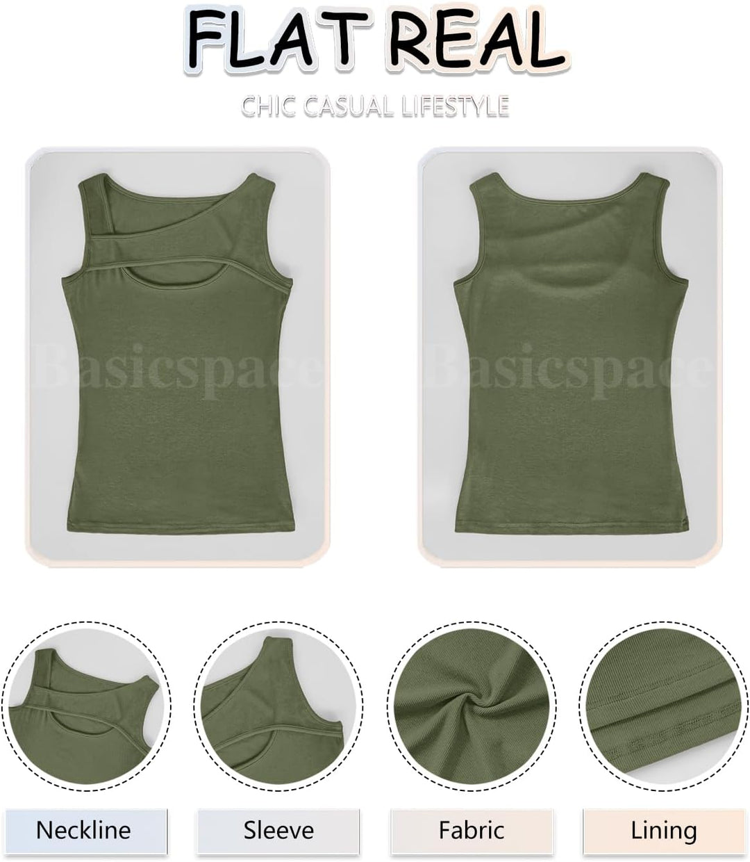 Basicspace Damen Ausschnitt Design Top Frühling Sommer Vielseitige Weste Schlanke Gerippte Weste M G