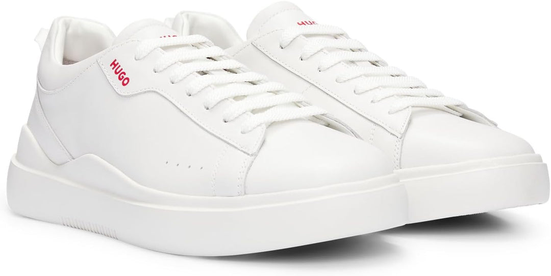 HUGO Herren Blake Tenn Sneakers aus Glattleder mit Cupsohlen Grösse 39 EU Weiss, 39 EU Weiss