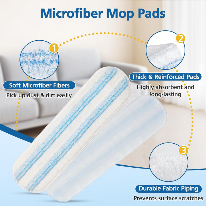 4 Stück Mikrofaser Ersatzbezug Kompatibel mit Vileda H2PrO Bodenwischer,Mikrofaser Bezug für Flachwi