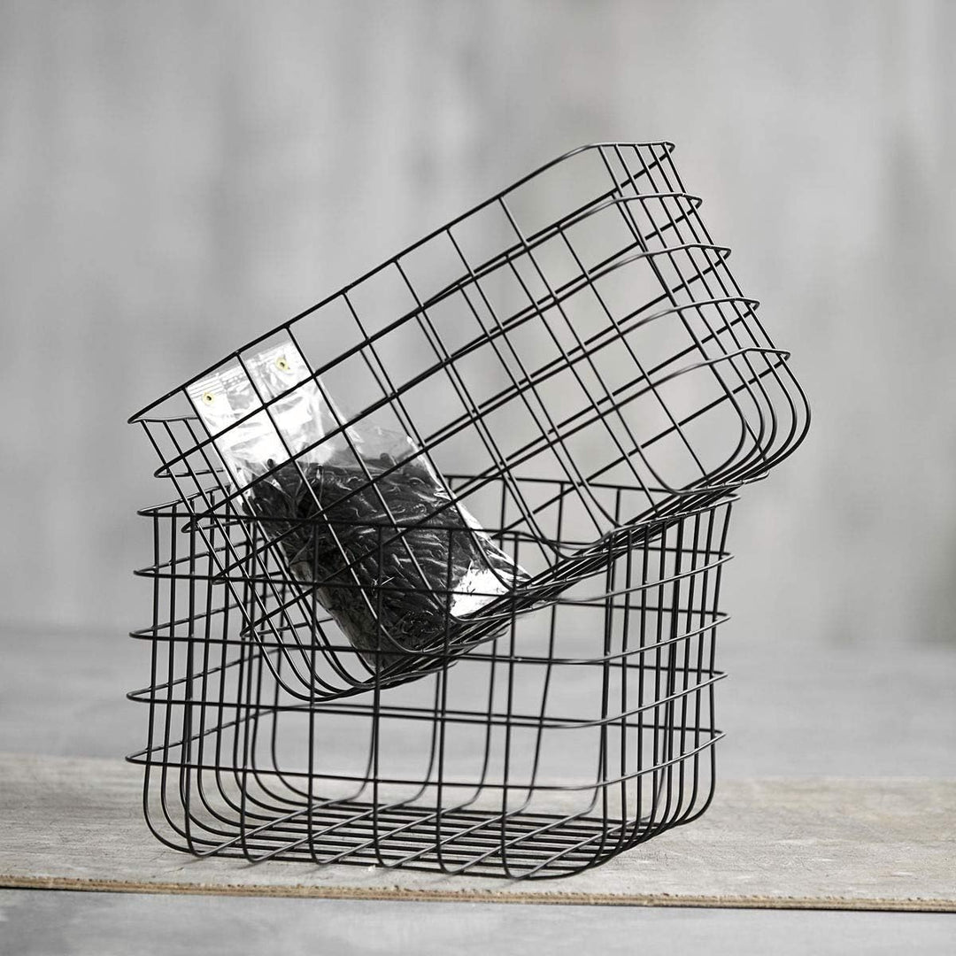 House Doctor 205340389 Korb, Simply, Schwarz, Set von 2 Grössen, S: 24x32 cm, L: 28x36 cm, h: 20 cm,