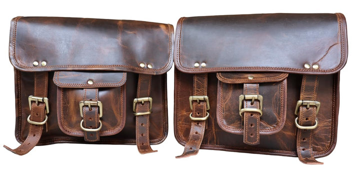 american blue 2 x Motorrad Leder Satteltasche Fahrrad Leder Umhängetasche Werkzeugtasche Braun Lenke