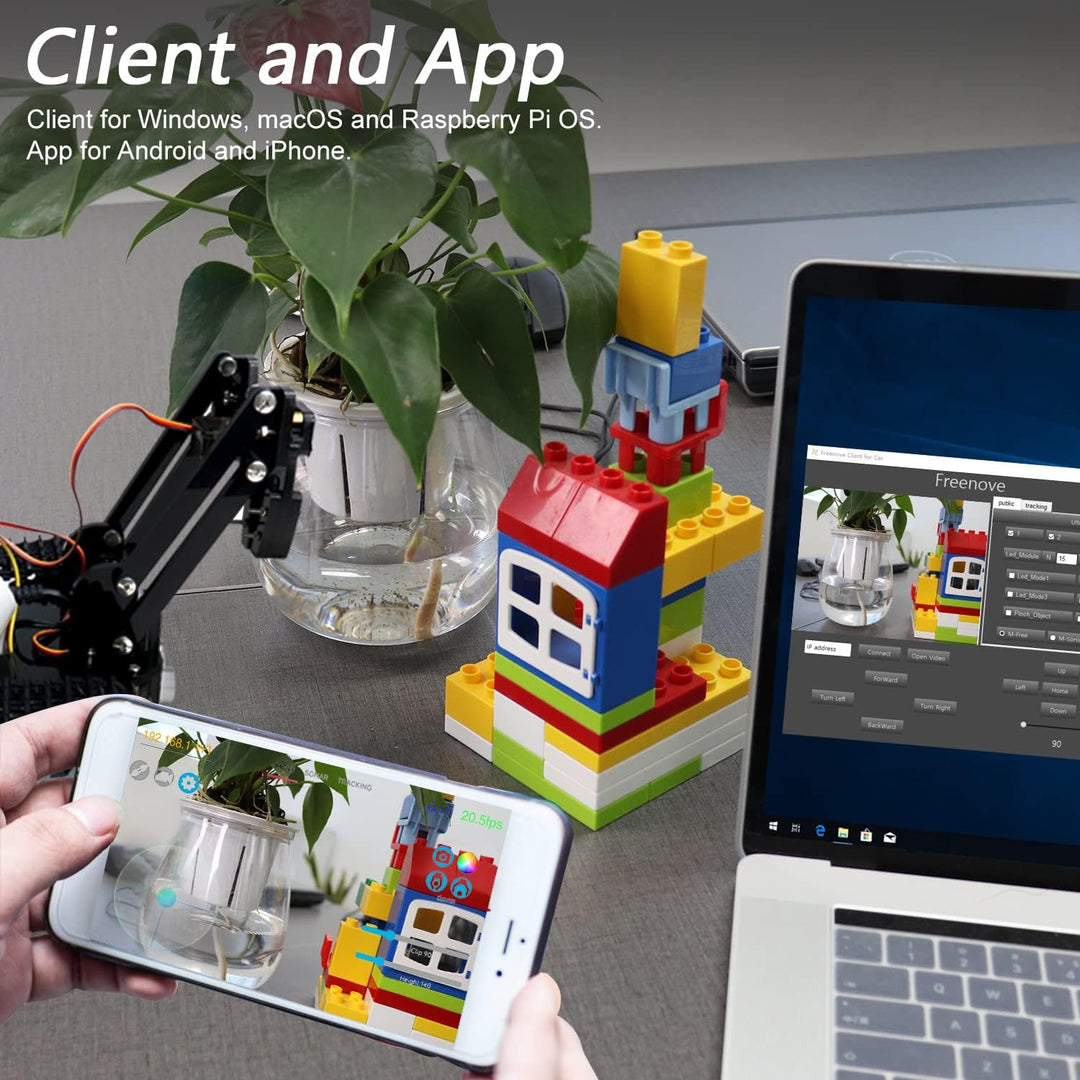 Freenove Tank Robot Kit for Raspberry Pi 4 B 3 B+ B A+, Crawler Chassis, Grab Objects, Ball Tracing,