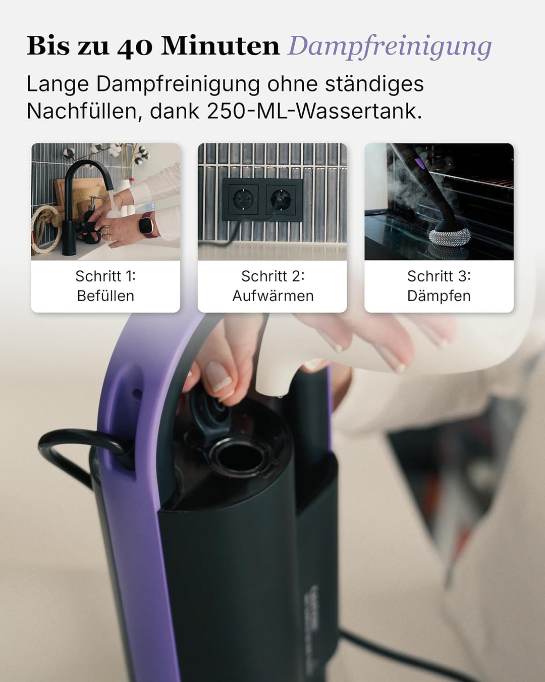 Motionflow Dampfreiniger für alles – 16-in-1 Hochdruck Steam Cleaner für Polstermöbel, Teppiche, Bad