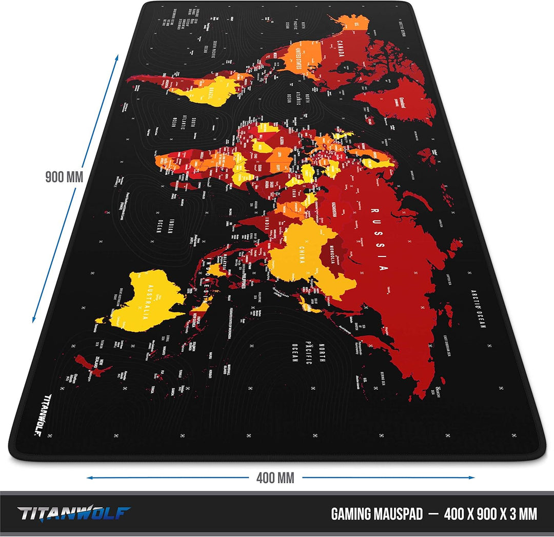 TITANWOLF – XXL Gaming Mauspad 900x400 mm - Tischunterlage Mousepad gross - Präzision und Geschwindi