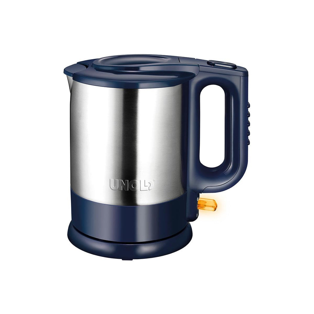 Unold 18018 Wasserkocher - Edelstahl Kettle, Blau 1,5 L, EU Stecker, 2200 W, Blitzkocher, 360° drehb