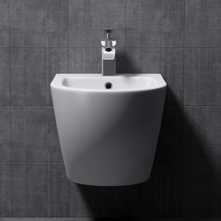 Mai &amp; Mai Hänge-Bidet D179 Weiss 48,5x36x36cm aus Keramik 1-Hahnloch schmutzabweisende Oberfläche We