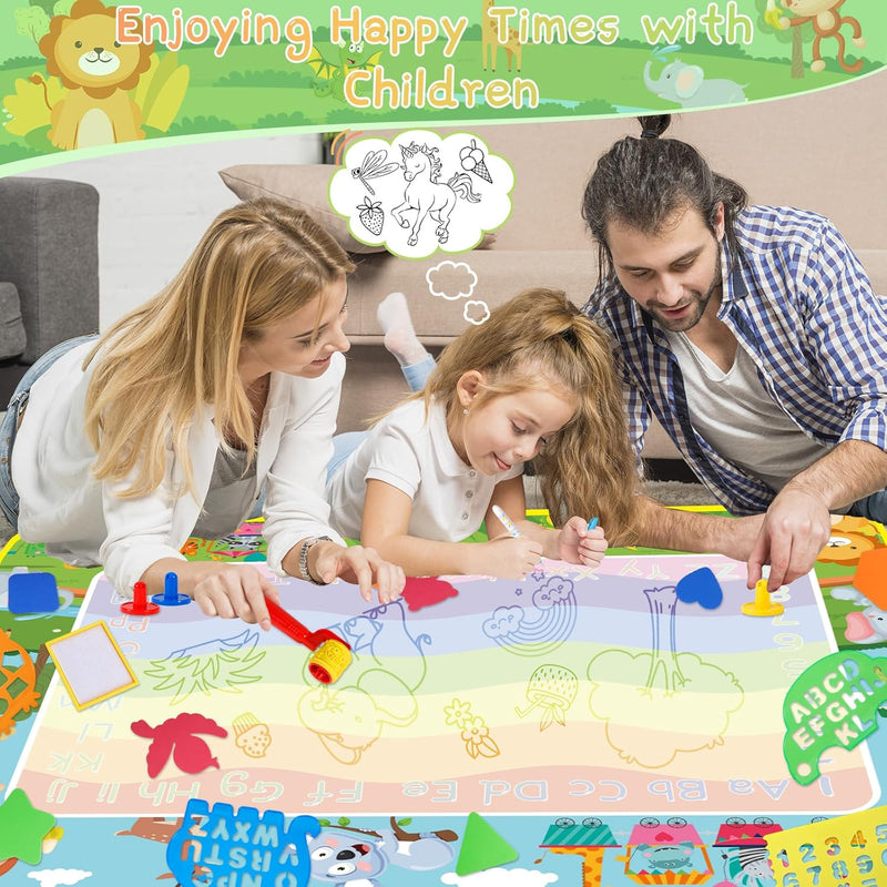 DICLLY 120x90cm Super Gross Aqua Doodle Matte - Wasser Malmatte für Kinder 1-6 Jahre,Magic Zeichenma