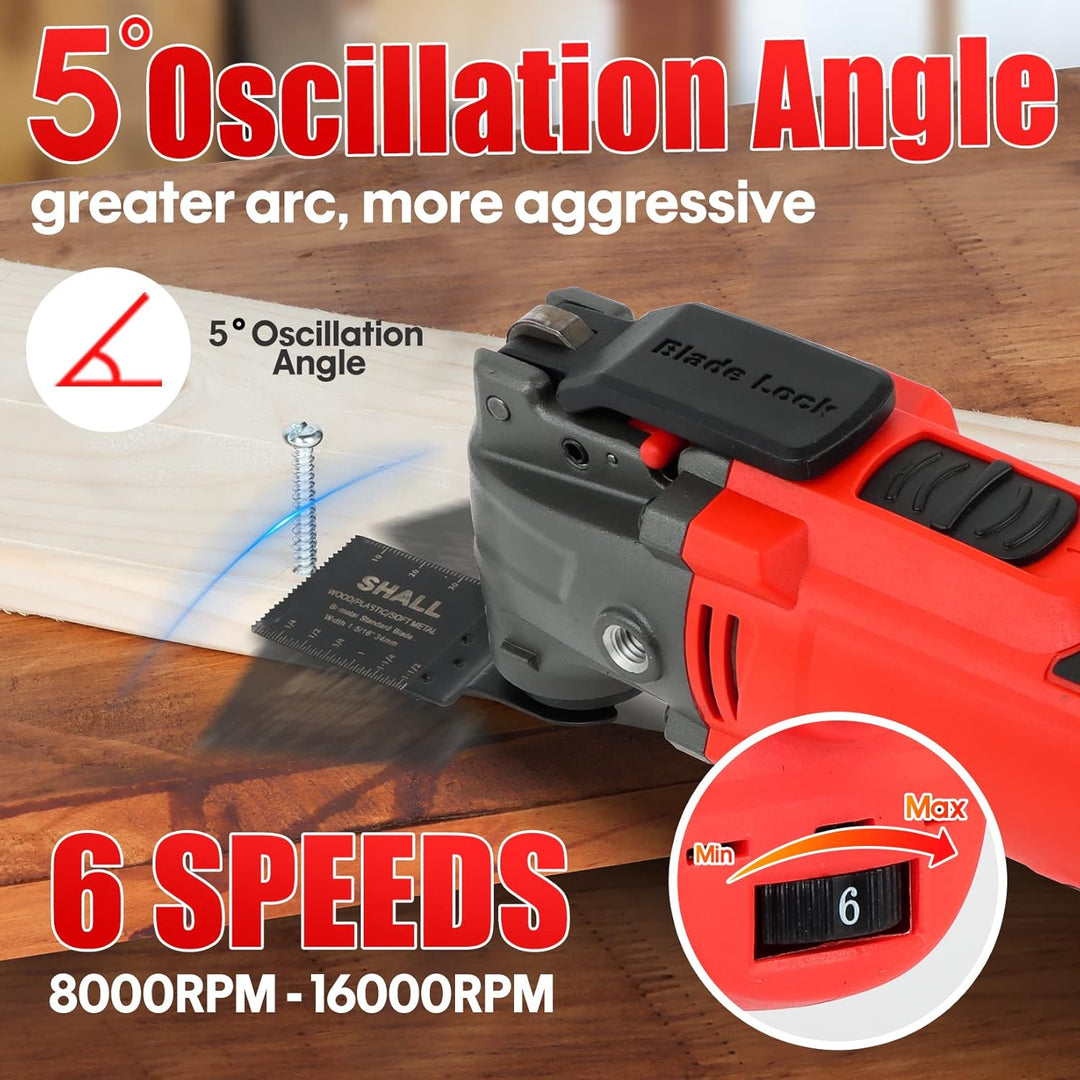 SHALL Oszillierendes Werkzeug, oszillierendes 500-W-Multifunktionswerkzeug-Kit mit 5° Oszillationswi