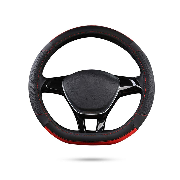 Ergocar Sport D-Form Auto Lenkradbezug Rutschfester Auto Lenkradschutz Mikrofaser PU Leder für Durch
