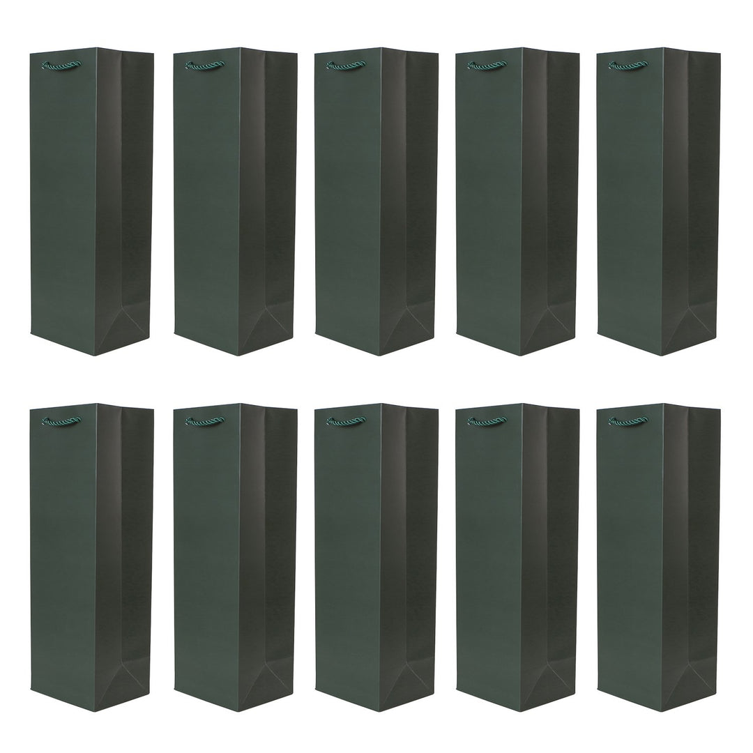 10er Packung Flaschentüten Geschenktüten dunkelgrün für Wein Sekt und Champagner geeignet 36x12x10,