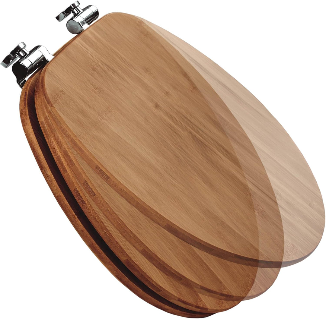 BANJADO Design Toilettensitz aus Bambus, WC-Sitz Holz 45,5x37x5cm, Klodeckel mit Universal Scharnier