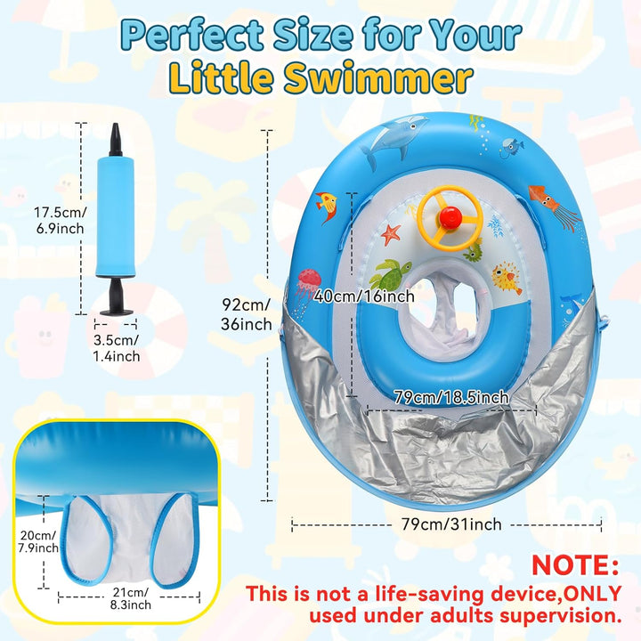 Schwimmring Baby mit Abnehmbarem Sonnendach Säuglingsschwimmsitz Kinderbecken Baby Schwimmringing Sc