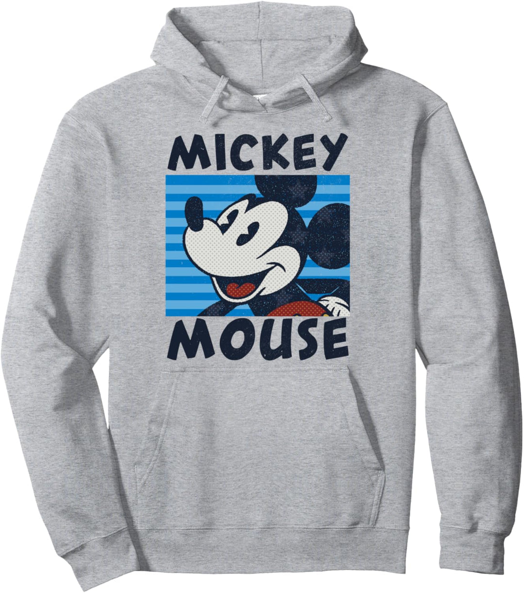 Disney Mickey And Friends Mickey Mouse Blue Stripe Portrait Pullover Hoodie