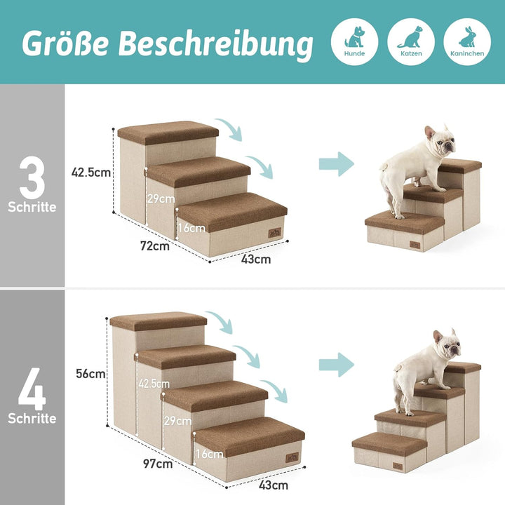 Hundetreppe für Kleine Hunde mit Stauraum, Breite Haustiertreppe Faltbare für Bett und Couch, Hunder