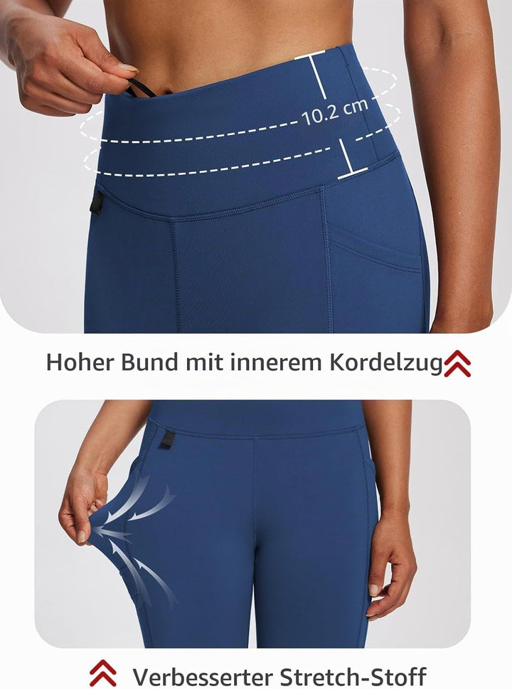 baleaf Damen Fleece gefütterte Leggings Wasserabweisend Hohe Taille Wanderleggings Thermo Leggings F