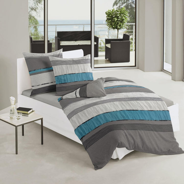 Bierbaum Bettwäsche 6472, Mako-Satin, Made in Germany, silber 09, 135x200 + 80x80 cm Silber 135 x 20