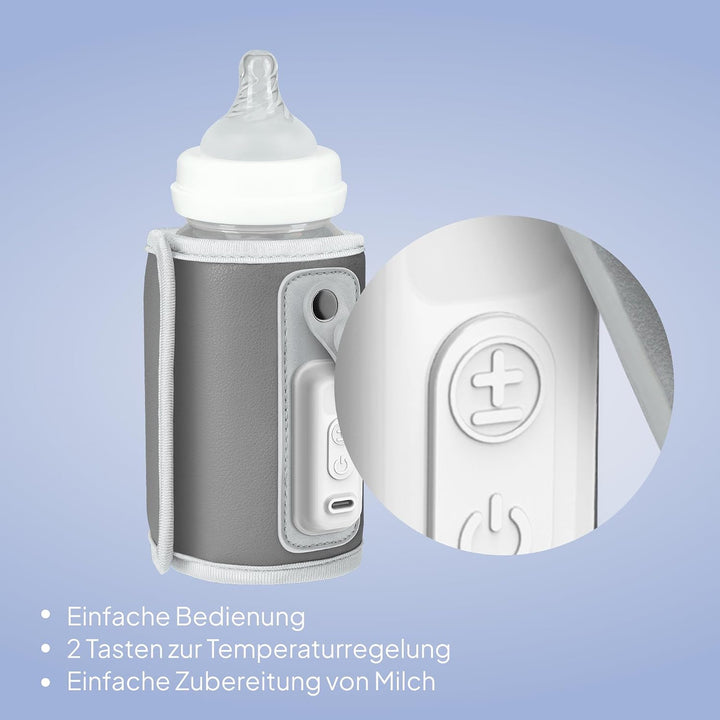 LIONELO Thermup Go Tragbarer Flaschenwärmer zur Temperaturhaltung, hält Wärme bis zu 24 h, 5 Tempera