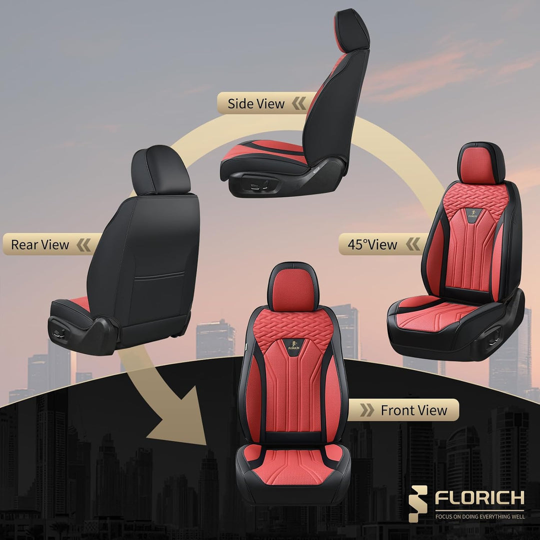 FLORICH Autositzbezüge Kunstleder, Vorder- und Rücksitzbezüge, 5 Stück, komplettes Set, universell p