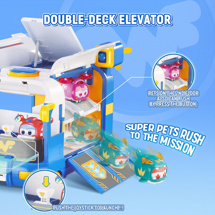 Super Wings 2-in-1 Super Pets Mini Base mit Super Pet Jett & Dizzy, Spielzeug für 3 4 5 6 7 8 9 10 Y