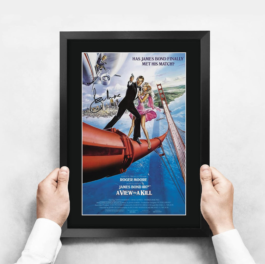HWC Trading A3 FR James Bond - A View To A Kill-Movie Poster Roger Moore Signed Geschenk GESTALTET A