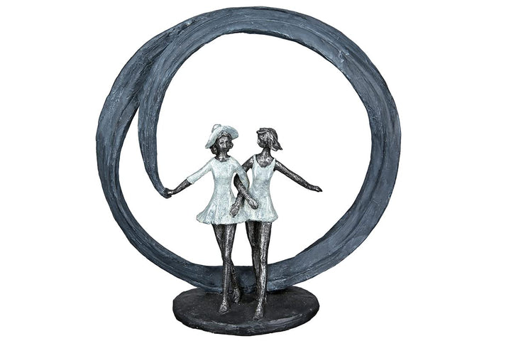Casablanca modernes Design Gilde Deko Skulptur Figur - More Than Friends - Liebe - Poly grau, silber