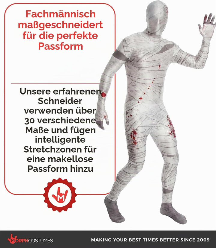 Morphsuits Offizielles Mumie Kostüm für Erwachsene, Halloween und Karneval Ganzkörperanzug - L (163c