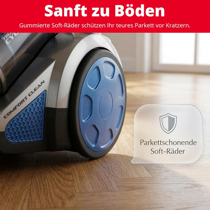 Trisa Bodenstaubsauger Beutellos True Cyclone Comfort, Kein Saugkraftverlust, HEPA Filter 99,9% für