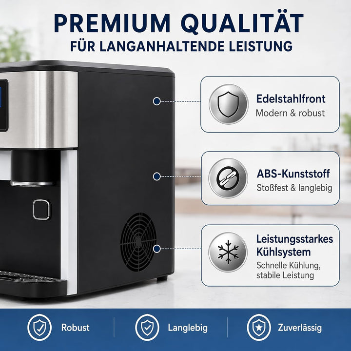 3-In-1 Eiswürfelbereiter mit Kaltwasserfunktion für Haus Küche Bar Café | 16 Eiswürfel 600G Eis Schn
