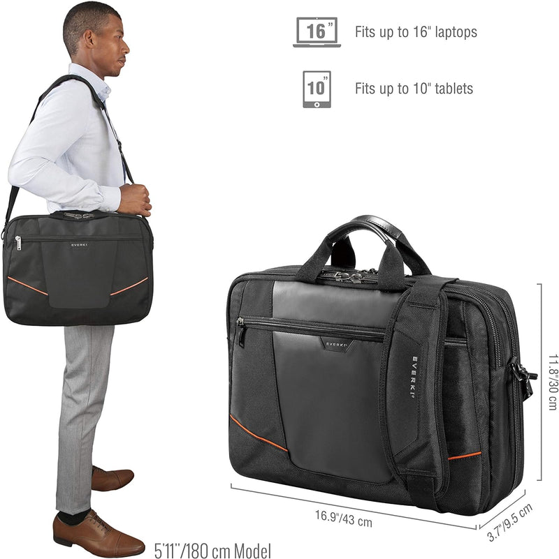 Everki Flight Briefcase – Laptoptasche für Notebooks bis 16 Zoll (40,6 cm) mit Akten- und Zubehör-Fa