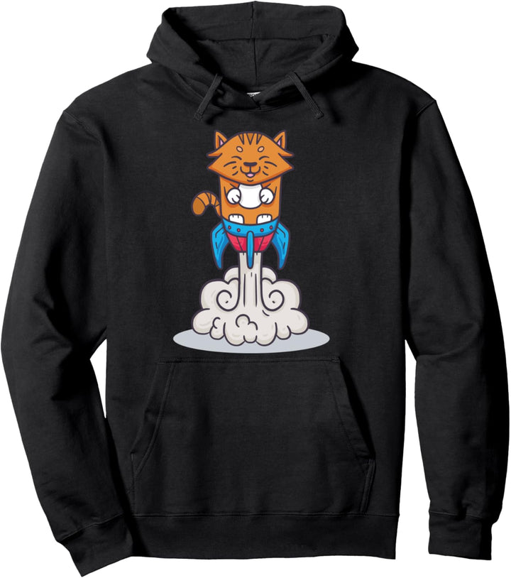lustige Katze, die einen raketenstart hinlegt geschenk Pullover Hoodie