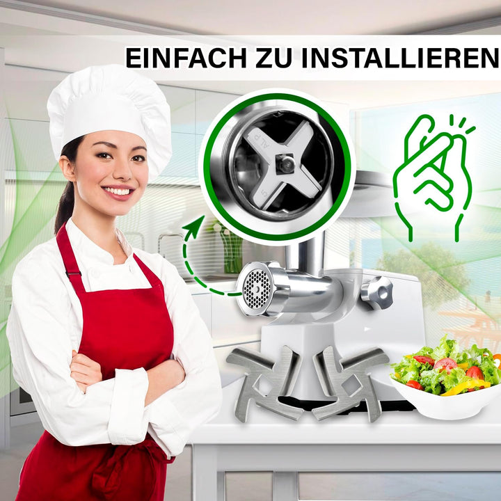 2 Stück Elektrisch Fleischwolf Messer Ø47,6 mm Edelstahl mit Original Code AMM12C-180 für Panasonic