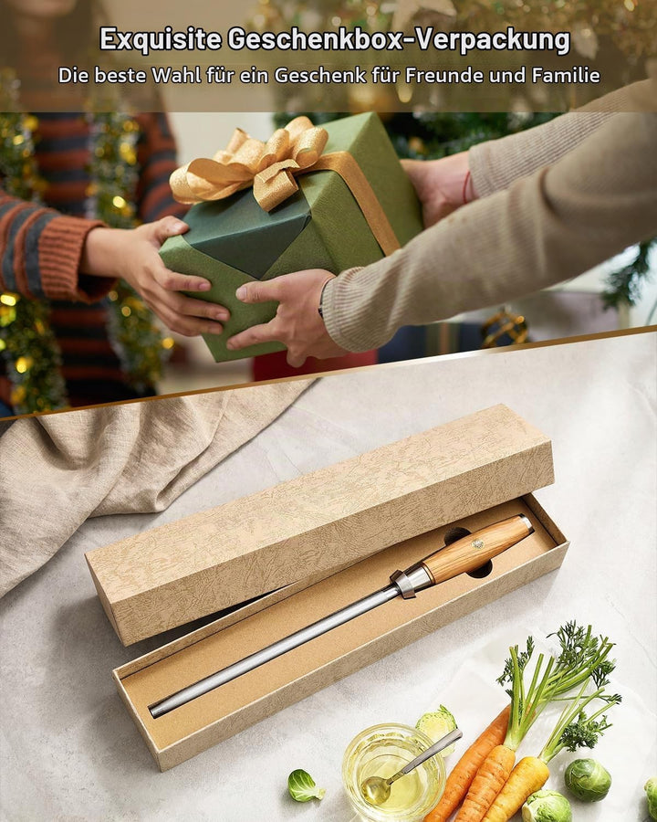 XINZUO Diamant Wetzstahl 36.2cm, Schleifstab Professionelle kohlenstoffreichem Stahl Wetzstab, für v