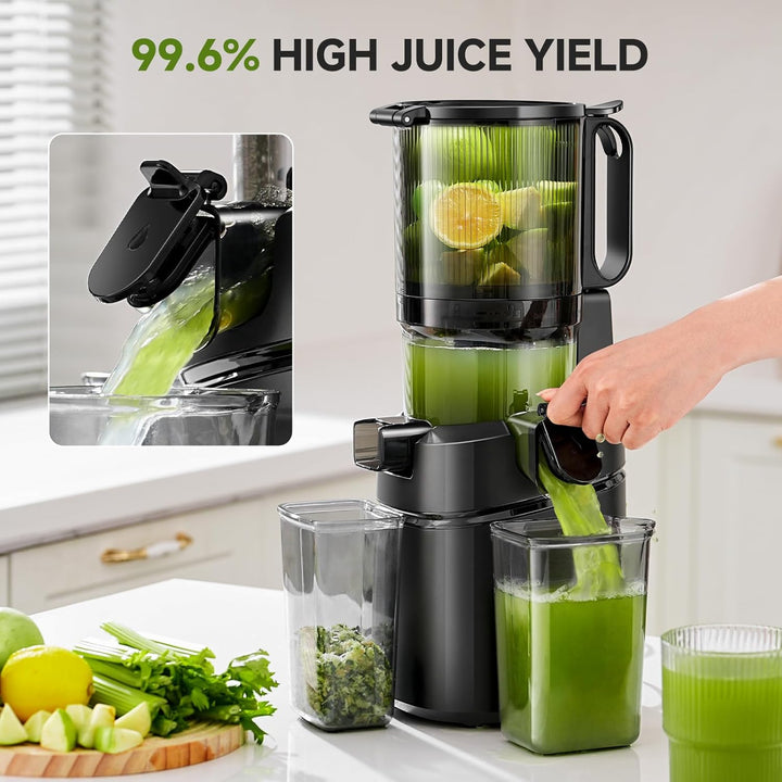 AMZCHEF 250W Automatischer All-In-One Entsafter, 145MM Öffnung und 1,8L entsafter für Gemüse und Obs