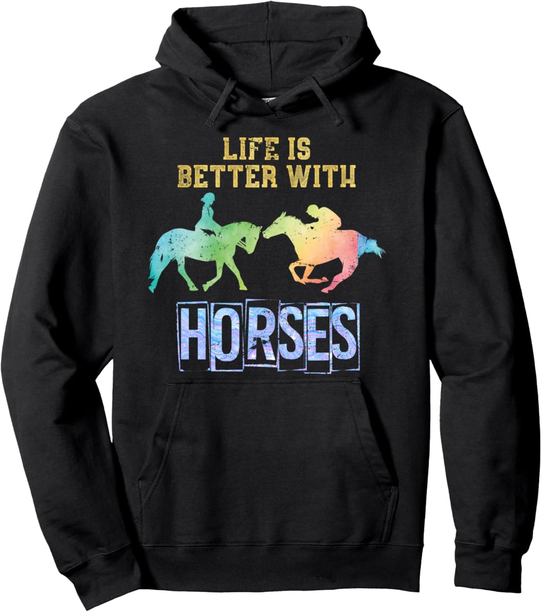 Das Leben ist besser mit Pferden Reiterhof Geschenk Pferd Pullover Hoodie