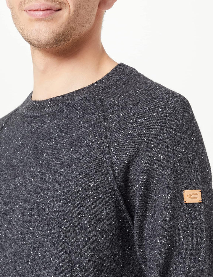 camel active Herren Strickpullover mit Rundhalskragen XXL Dunkelgrau, XXL Dunkelgrau