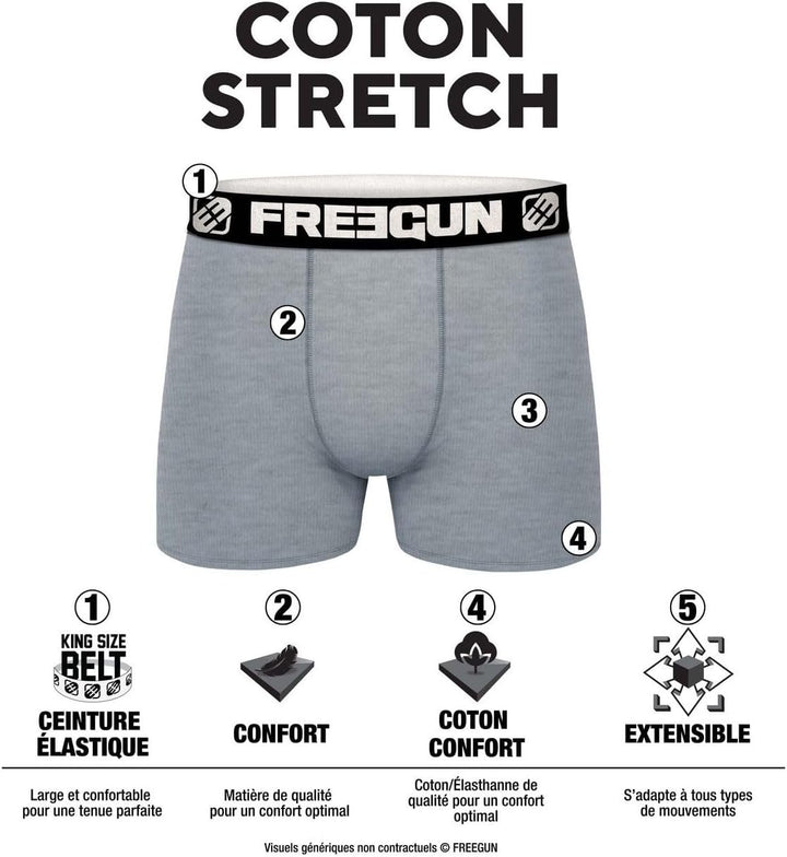 FREEGUN Herren Retroshorts (4er Pack) S Beige/Orange/Blau/Grün, S Beige/Orange/Blau/Grün