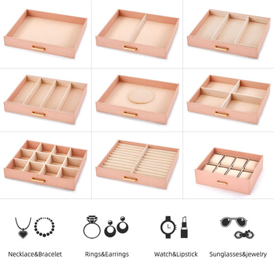 Mondeer Extra Grosse Schmuckschatulle, Schmuckschatulle Organizer für Halskette Ohrringe Armbänder R