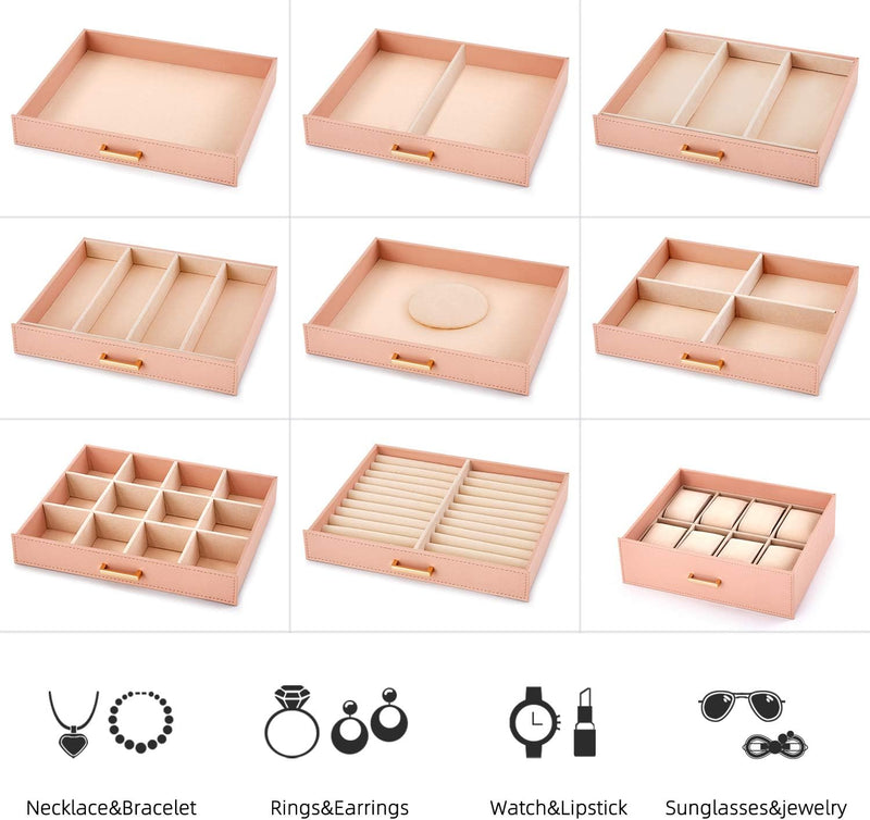 Mondeer Extra Grosse Schmuckschatulle, Schmuckschatulle Organizer für Halskette Ohrringe Armbänder R