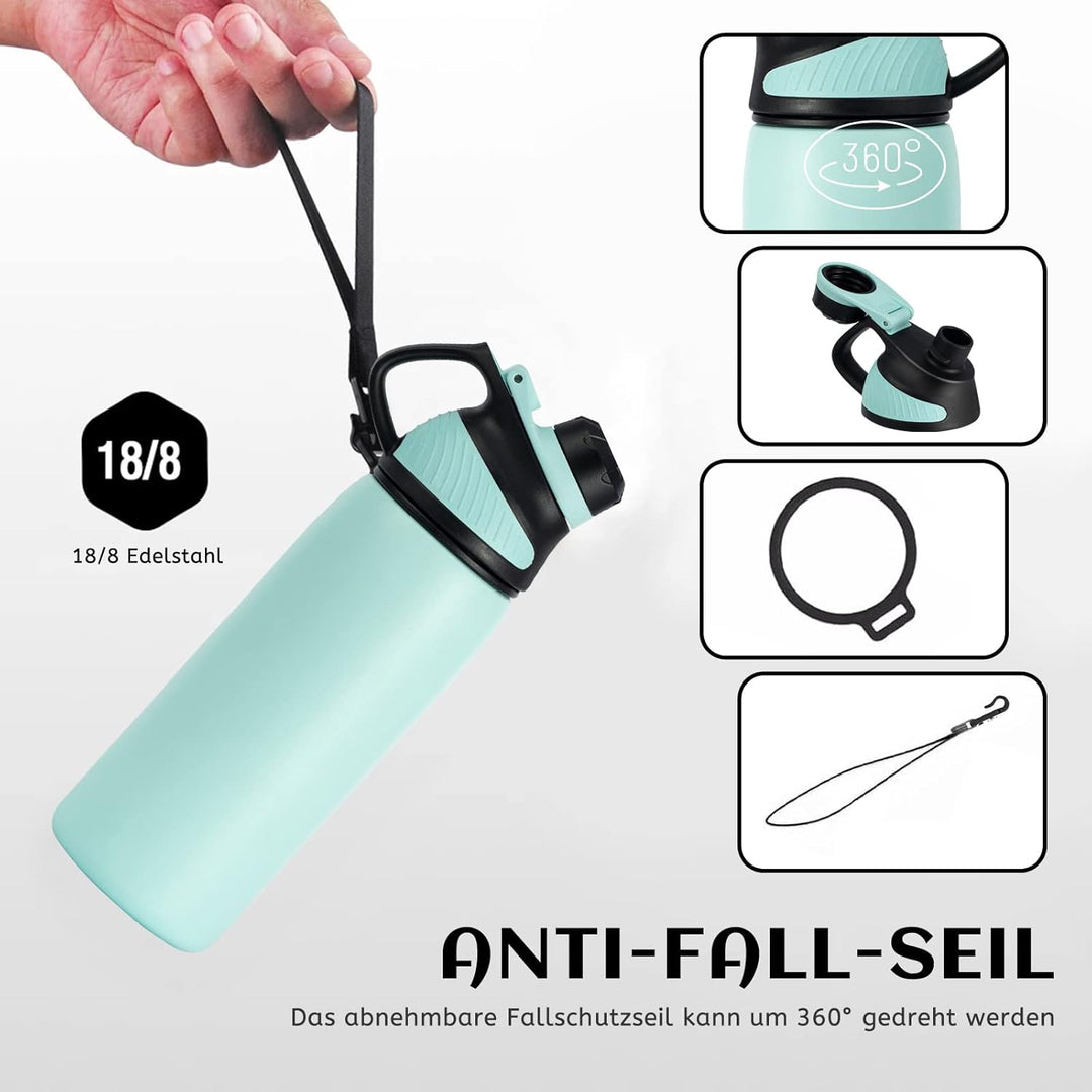 Fjbottle Edelstahl Trinkflasche Sport mit Magnetischem Deckel 1L, 800ml, 600ml, 400ml BPA-Frei Ausla