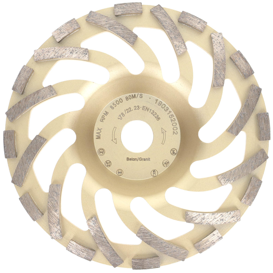 PRODIAMANT Diamant-Schleiftopf 180 mm x 22,2 mm Turbo ST81 Diamantschleifscheibe Beton Naturstein Pr