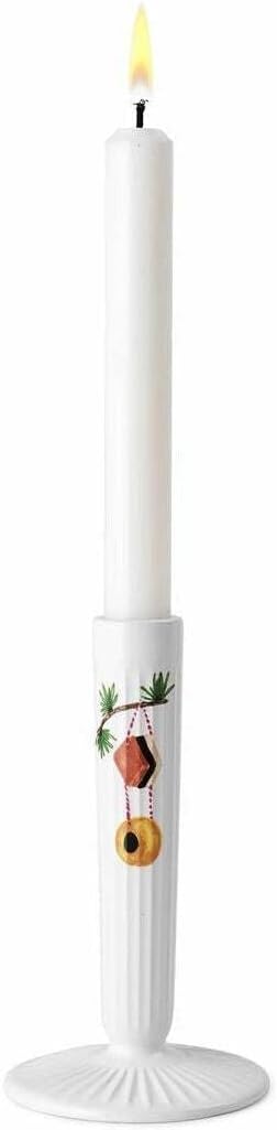 Kähler Kerzenständer H16 cm Hammershøi Christmas mit Aquarellmalerei, Weiss 16cm, 16cm