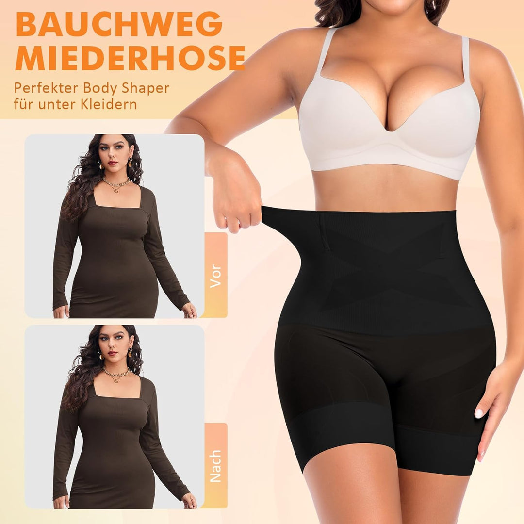 Bauchweg Unterhose Damen Shapewear Miederhose Hohe Taille Unterwäsche Figurenformend Bauchkontrolle