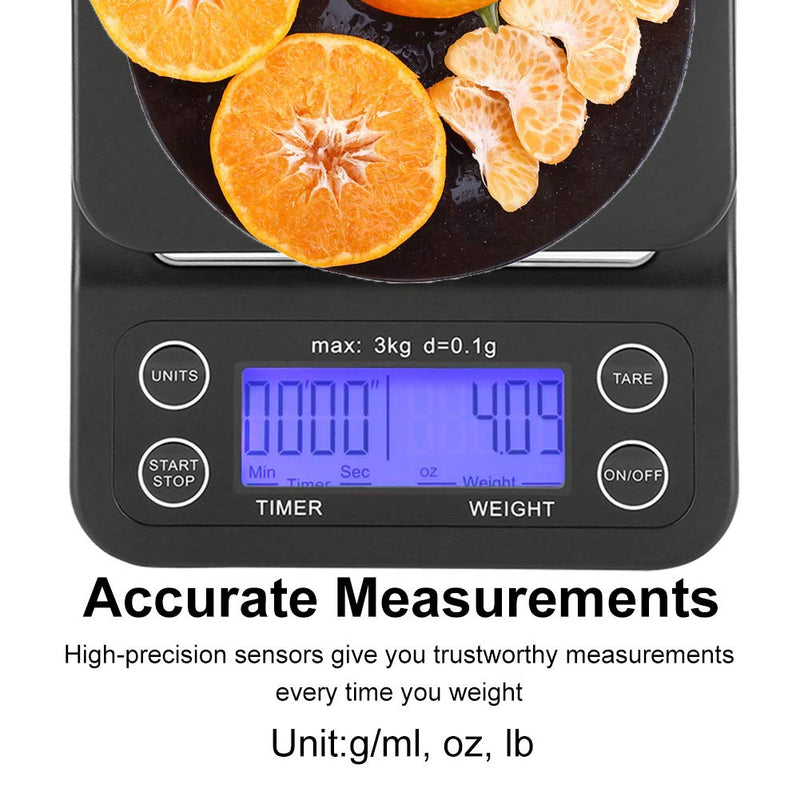 Fdit 3 kg/0,01 ° Elektronische LCD Digital Küche Lebensmittel Massstab Drip Kaffee Gewicht mit Timer