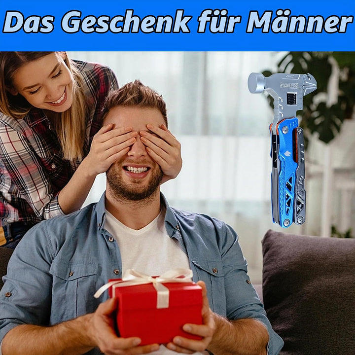 18-in-1 Multitool mit Hammer, Zange und Taschenmesser - Robuster Multiwerkzeug für Männer - Ideal al