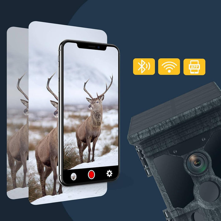 VOOPEAK Wildkamera Solar WLAN - 4K 30fps 46MP Wildkamera mit Handyübertragung App, Wildtierkamera mi